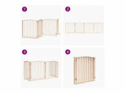 Clicnbuy Puerta para perros plegable 4 paneles madera de álamo 320 cm
