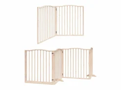 Sale Clicnbuy Puerta para perros plegable 8 paneles madera de álamo 640 cm Marru00f3n