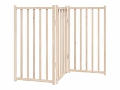 Sale Puerta para perros plegable de 3 paneles, 150 cm, madera maciza de abeto Seguridad Para Mascotas