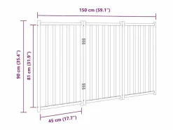 Sale Puerta para perros plegable de 3 paneles, 150 cm, madera maciza de abeto Seguridad Para Mascotas