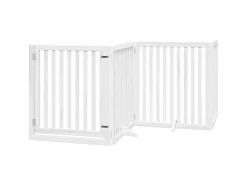 Clicnbuy Puerta para perros plegable 4 paneles madera álamo blanca 320cm