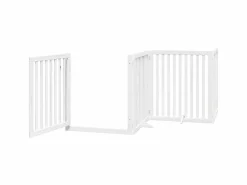Clicnbuy Puerta para perros plegable 4 paneles madera álamo blanca 320cm