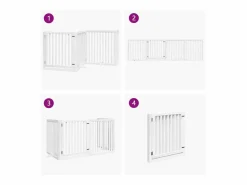 Clicnbuy Puerta para perros plegable 4 paneles madera álamo blanca 320cm