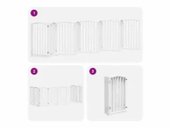 Clicnbuy Puerta para perros plegable 9 paneles madera álamo blanca 450cm