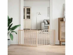 Clicnbuy Puerta para perros plegable 2 paneles madera de álamo 160 cm
