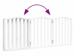Outlet Clicnbuy Puerta para perros plegable 3 paneles madera álamo blanca 150cm Blanco