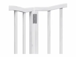 Outlet Clicnbuy Puerta para perros plegable 3 paneles madera álamo blanca 150cm Blanco
