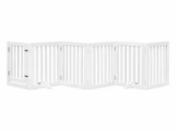 Clicnbuy Puerta para perros plegable 3 paneles madera álamo blanca 300cm