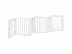 Clicnbuy Puerta para perros plegable 3 paneles madera álamo blanca 300cm