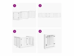 Clicnbuy Puerta para perros plegable 3 paneles madera álamo blanca 300cm