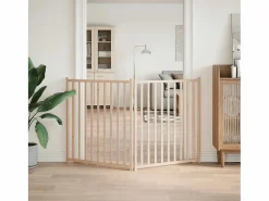 Clicnbuy Puerta para perros plegable 2 paneles madera de abeto 160 cm