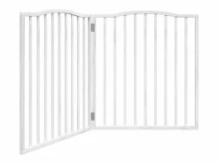Discount Puerta para perros plegable 2 paneles madera álamo blanca 160cm Seguridad Para Mascotas