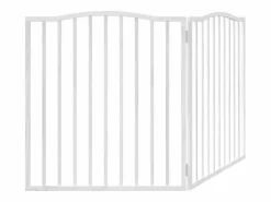 Discount Puerta para perros plegable 2 paneles madera álamo blanca 160cm Seguridad Para Mascotas