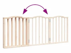 Outlet Clicnbuy Puerta para perros plegable 3 paneles madera de álamo 150 cm Marru00f3n