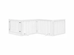 Clicnbuy Puerta para perros plegable 4 paneles madera álamo blanca 320cm