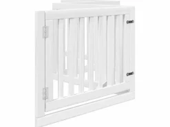 Clicnbuy Puerta para perros plegable 4 paneles madera álamo blanca 320cm