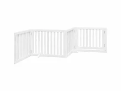 Clicnbuy Puerta para perros plegable 4 paneles madera álamo blanca 320cm