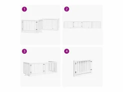 Clicnbuy Puerta para perros plegable 4 paneles madera álamo blanca 320cm