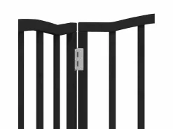 Clicnbuy Puerta para perros plegable 3 paneles madera álamo negra 150 cm Negro
