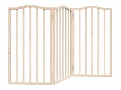 New Puerta para perros plegable 3 paneles madera de álamo 150 cm Seguridad Para Mascotas