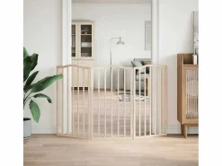 New Puerta para perros plegable 3 paneles madera de álamo 150 cm Seguridad Para Mascotas