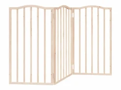 New Puerta para perros plegable 3 paneles madera de álamo 150 cm Seguridad Para Mascotas