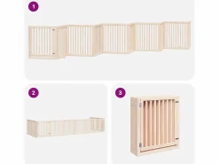 Clicnbuy Puerta para perros plegable 10 paneles madera de álamo 800 cm