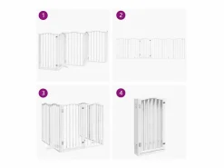 Online Puerta para perros plegable 3 paneles madera álamo blanca 300cm Seguridad Para Mascotas