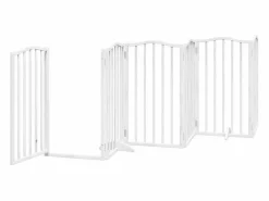 Online Puerta para perros plegable 3 paneles madera álamo blanca 300cm Seguridad Para Mascotas