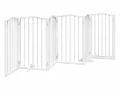 Online Puerta para perros plegable 3 paneles madera álamo blanca 300cm Seguridad Para Mascotas