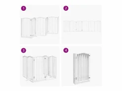 Online Puerta para perros plegable 3 paneles madera álamo blanca 300cm Seguridad Para Mascotas