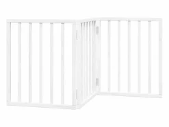 Hot Clicnbuy Puerta para perros plegable 3 paneles madera álamo blanca 150cm Blanco