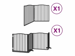 Clicnbuy Puerta para perros plegable 6 paneles madera álamo negra 480 cm