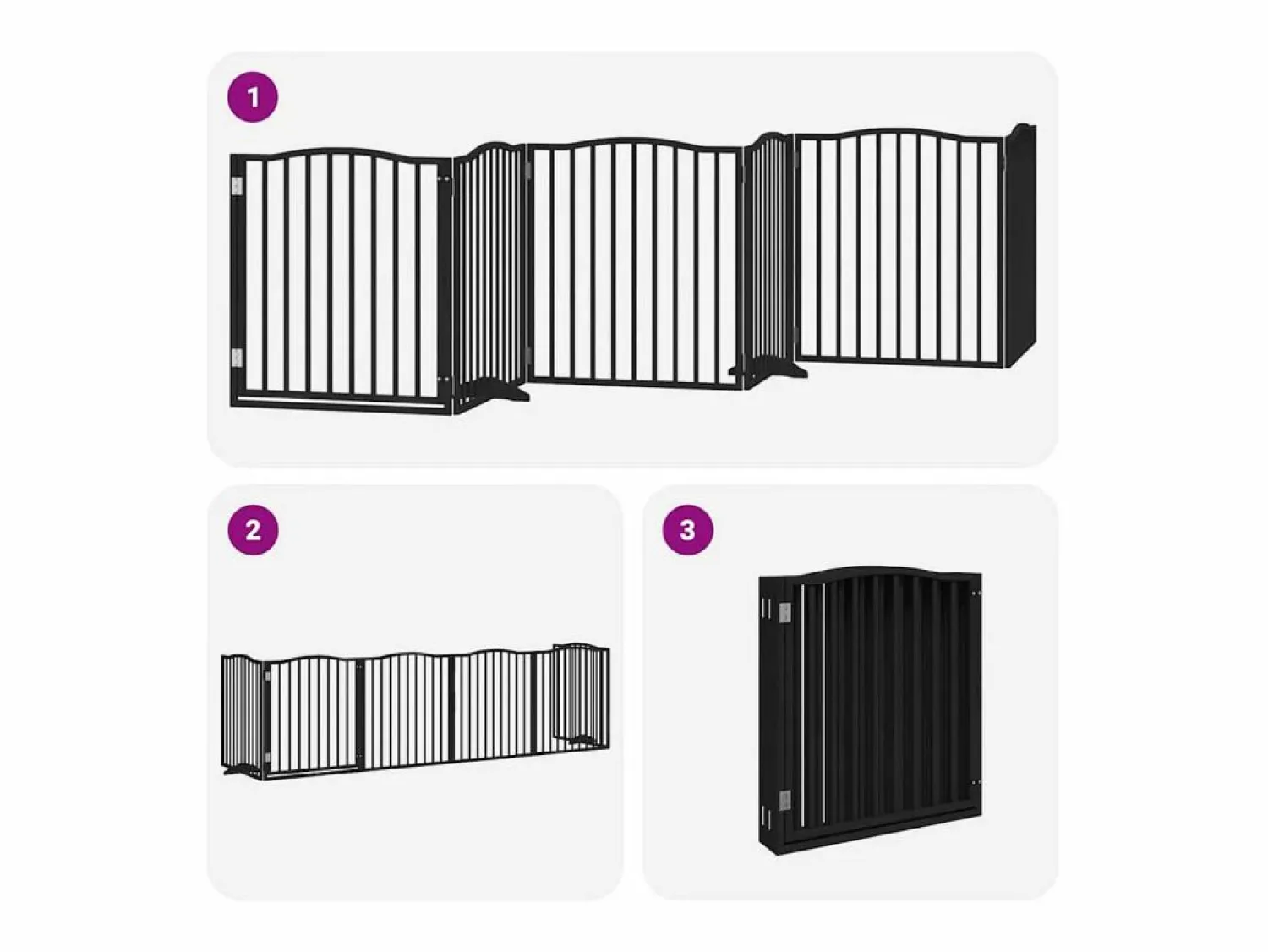 Clicnbuy Puerta para perros plegable 6 paneles madera álamo negra 480 cm