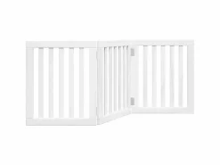 Clicnbuy Puerta para perros plegable 3 paneles madera álamo blanca 150cm