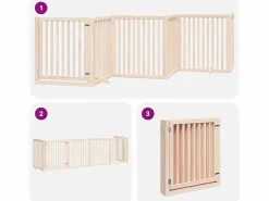 Outlet Puerta para perros plegable 6 paneles madera de álamo 480 cm Seguridad Para Mascotas