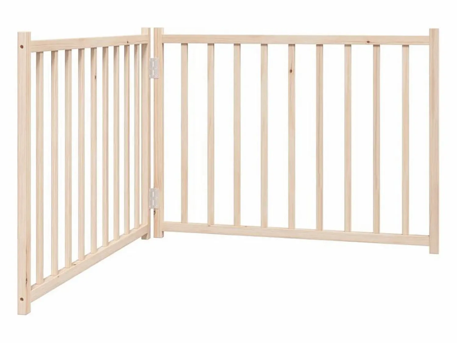 Clearance Clicnbuy Puerta para perros plegable 2 paneles madera de abeto 160 cm Marru00f3n