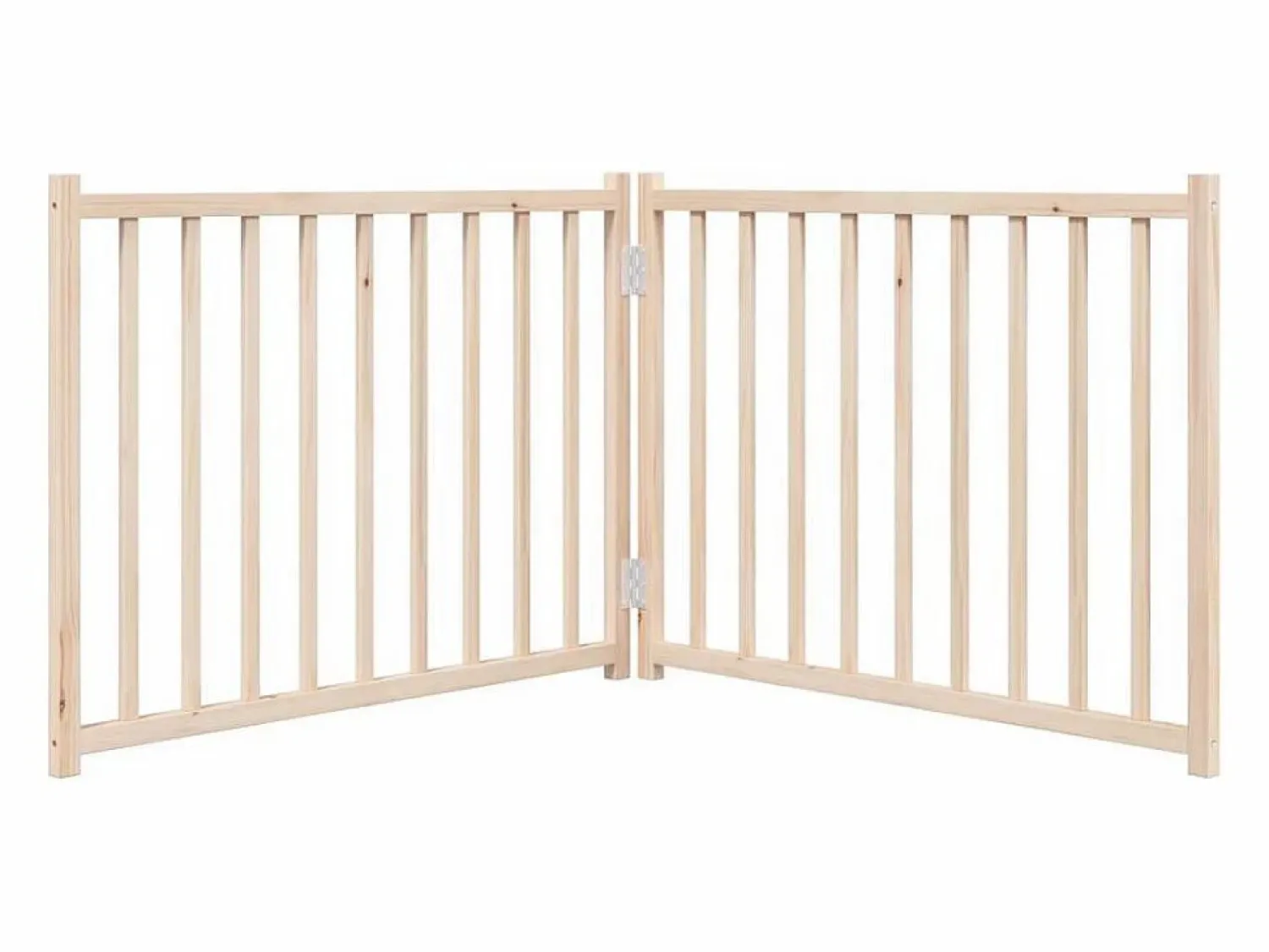 Clearance Clicnbuy Puerta para perros plegable 2 paneles madera de abeto 160 cm Marru00f3n