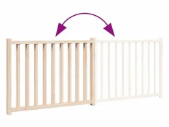 Clearance Clicnbuy Puerta para perros plegable 2 paneles madera de abeto 160 cm Marru00f3n