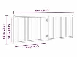 Clearance Clicnbuy Puerta para perros plegable 2 paneles madera de abeto 160 cm Marru00f3n