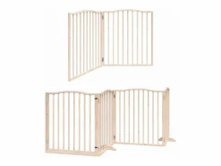 Clicnbuy Puerta para perros plegable 6 paneles madera de álamo 480 cm