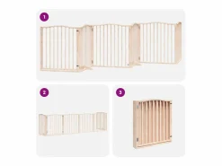 Clicnbuy Puerta para perros plegable 6 paneles madera de álamo 480 cm