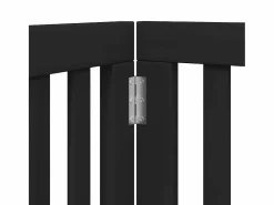 Outlet Puerta para perros plegable 9 paneles madera álamo negra 450 cm Seguridad Para Mascotas