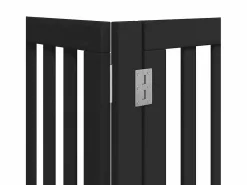 Outlet Puerta para perros plegable 9 paneles madera álamo negra 450 cm Seguridad Para Mascotas