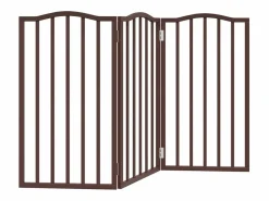 New Clicnbuy Puerta para perros plegable 3 paneles álamo marrón roble 150 cm Marru00f3n