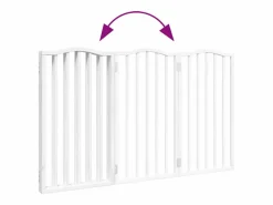 Outlet Clicnbuy Puerta para perros plegable 3 paneles madera álamo blanca 150cm Blanco
