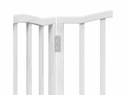 Outlet Clicnbuy Puerta para perros plegable 3 paneles madera álamo blanca 150cm Blanco