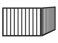 Best Puerta para perros plegable de 2 paneles, color , 160 cm, madera de álamo Seguridad Para Mascotas