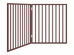 Outlet Clicnbuy Puerta para perros plegable 2 paneles madera álamo marrón 160cm Marru00f3n