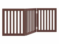 Best Puerta para perros plegable 3 paneles madera álamo marrón 150cm Seguridad Para Mascotas